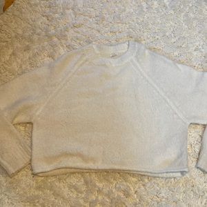 garage cropped white knit sweater. size small
